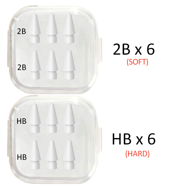 Punte a matita per Apple Pencil 1a/2a generazione, punta 4/6/12PCS per pennino Apple Pencil per iPad Stylus, 2B/HB sia morbido che duro: 2Bx6 HBx6