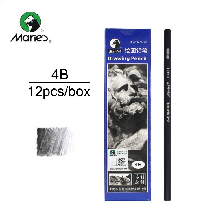 Marie Pencil Charcoal Only for Art Drawing Tools Set Beginner Sketch Artist 2H,HB,B,2B,3B, 4b, 5B,6B,7B,8B: 4B