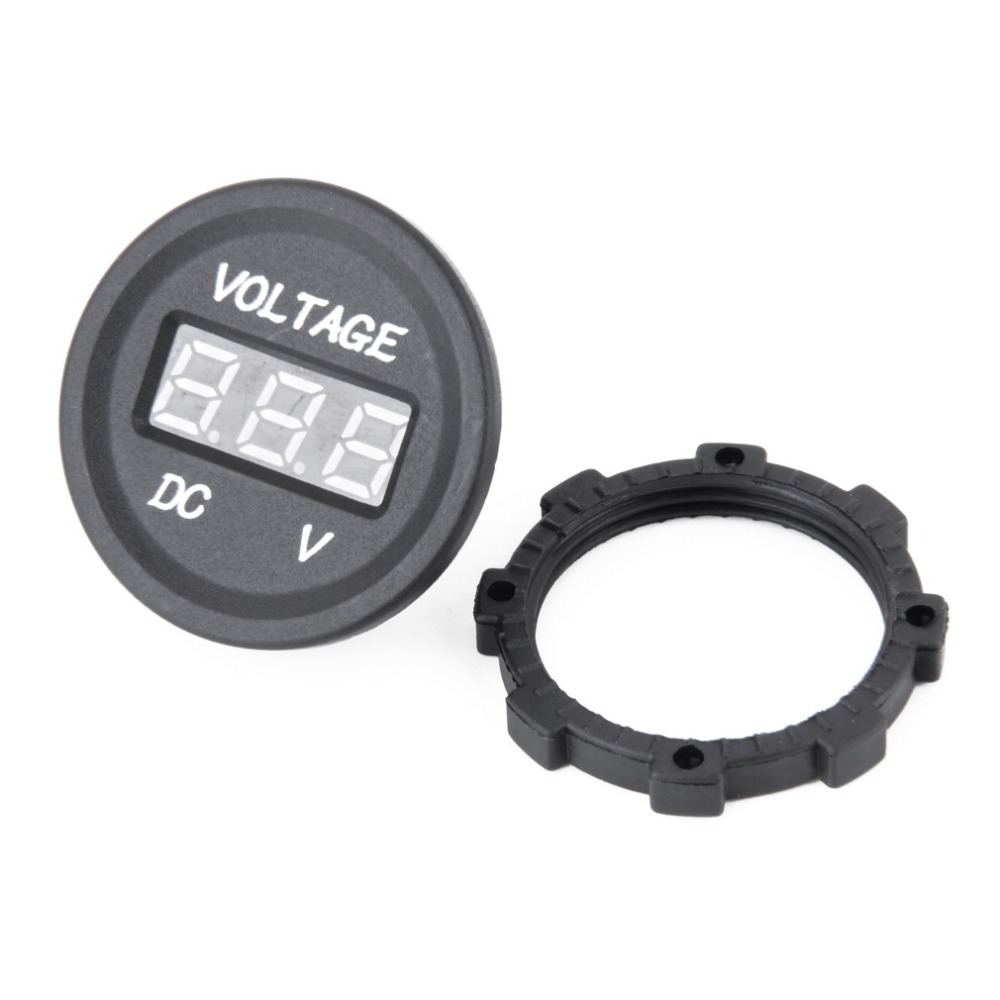 Professionele Zwarte 12 V-24 V Dc Led Digitale Display Auto Motorfiets Voltmeter Metro Waterdichte Voltmeter Socket