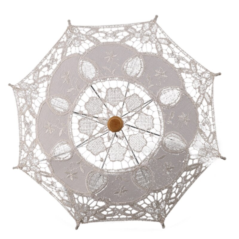 12 Inch Mini Vintage Wood Embroidery Cotton Lace Parasol Umbrella Wedding Umbrella So Small for Wedding Photo Props Kids Gi