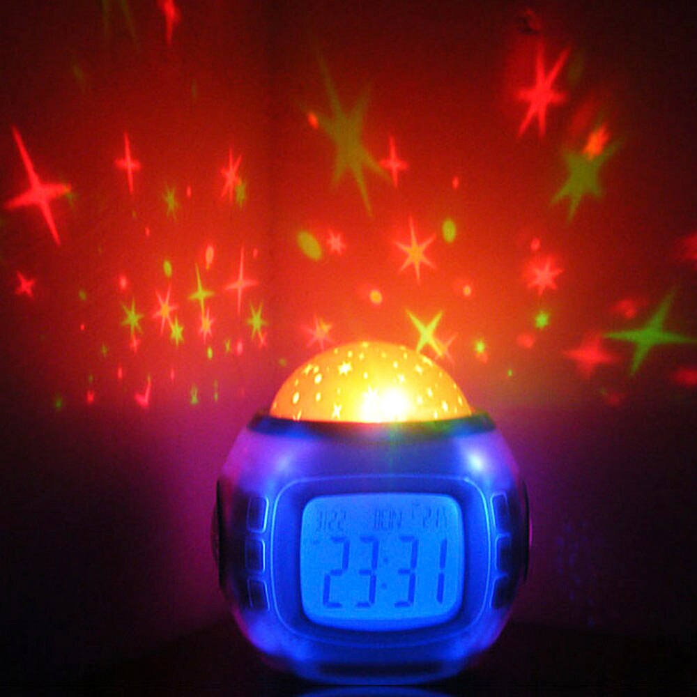 Kleurrijke Nachtlampje Projector Lamp Star Sky Muziek Licht Multifunctionele Gloeiende Wekker Voor Baby Kamer Kinderen nachtlampje