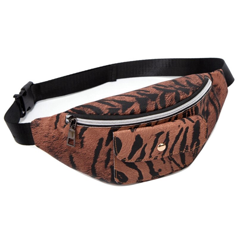 Riñonera de leopardo para mujer, bolso de hombro versátil con personalidad, para el pecho, sin monedero, para teléfono móvil: Marrón