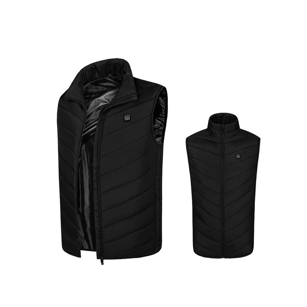 Verwarmd Vest voor Man Vrouw, Lichtgewicht USB-opladen Verwarmde Bodywarmer met 11 Verwarmingszone, Bodywarmerjack met 3 Verwarmingsniveau, voor Buitenshuis Skiën Jacht Hiking Vissen (Color : Black