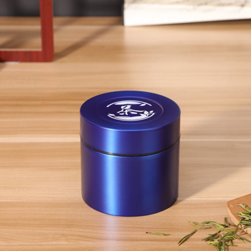 Stainless Steel Tea Caddy Large-capacity Sealed Leak-proof Tea Jar Round Tea Coffee Storage Jar: blue