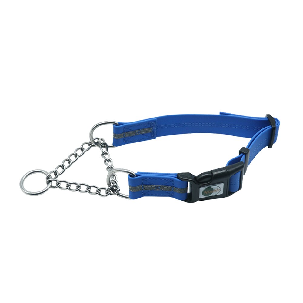 Hondenhalsband met ketting van pvc, reflecterend kussen, anti-bijt, verstelbare trainingshalsband voor grote en kleine honden, puppyproducten: Blauw / M