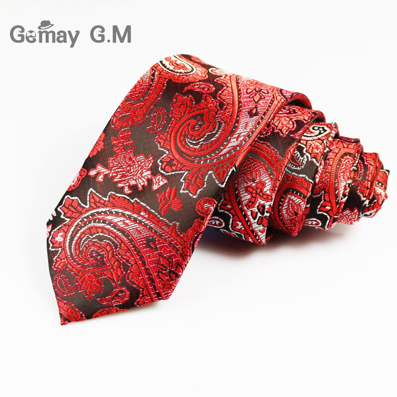 Modne męskie krawaty wąskie krawaty 6cm klasyczny wzór paisley krawat dla mężczyzn formalne formalne na wesele garnitur krawat żakardowe tkane krawaty