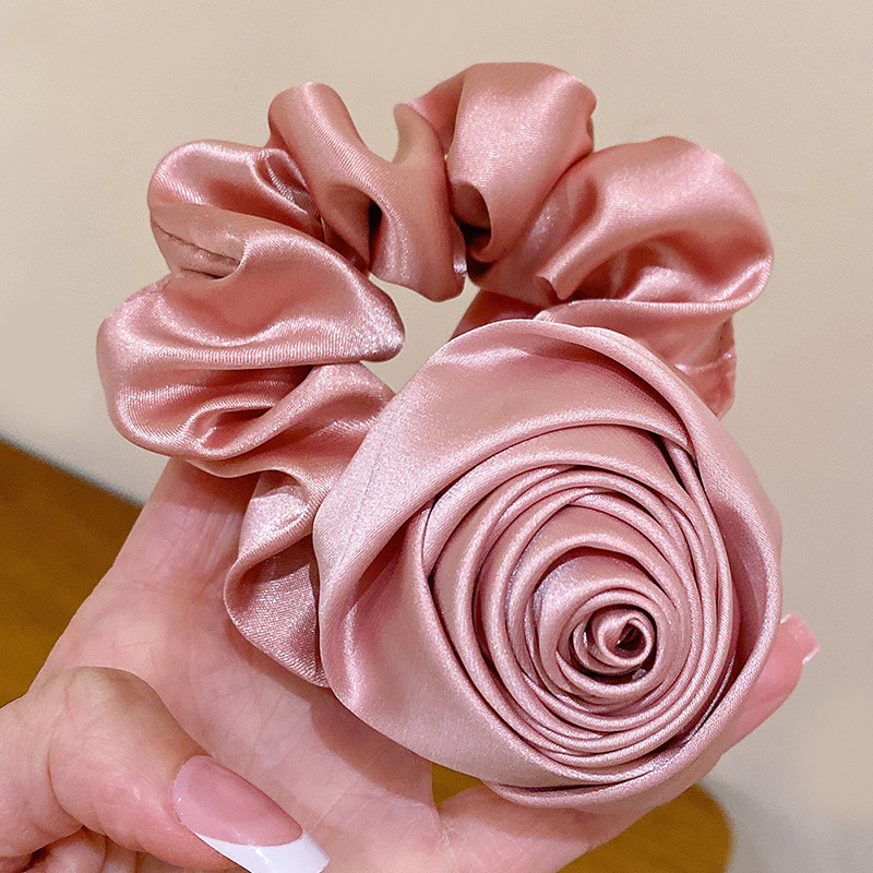 Cinta elástica para el cabello con flores rosas para mujer y niña, lazos de cuerda para el cabello, coleteros con flores, accesorios para el cabello: Lavanda