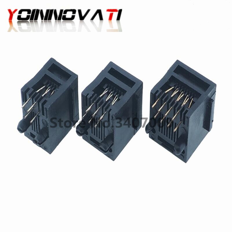 50pcs RJ11 Telephone Jack Connector 4P4C 6P6C 8P8C 95001 Vertical Crystal Head Female Socket Black