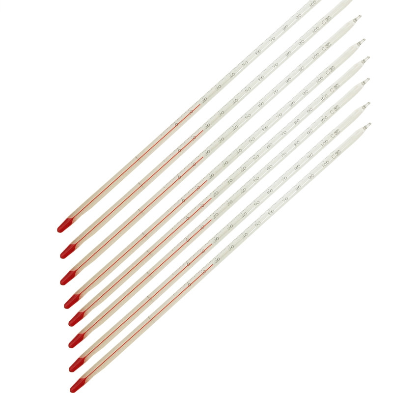 Termómetro de vidrio de-30 a 100 grados Celsius, termómetro básico de agua roja para inmersión en laboratorio, escuela, uso doméstico, 5 unids/lote