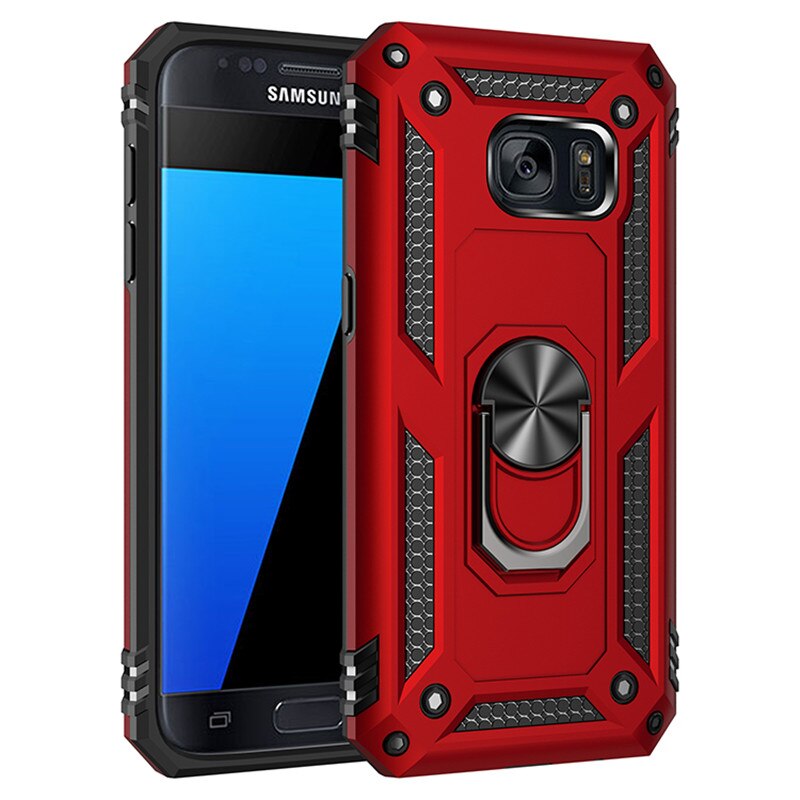 For Samsung Galaxy S7 Case Magnet Car Ring Stand Holder Cover for Samsung Galaxy S7 GalaxyS7 SM-G930F Coque Capa fundas: For Galaxy S7 / Red