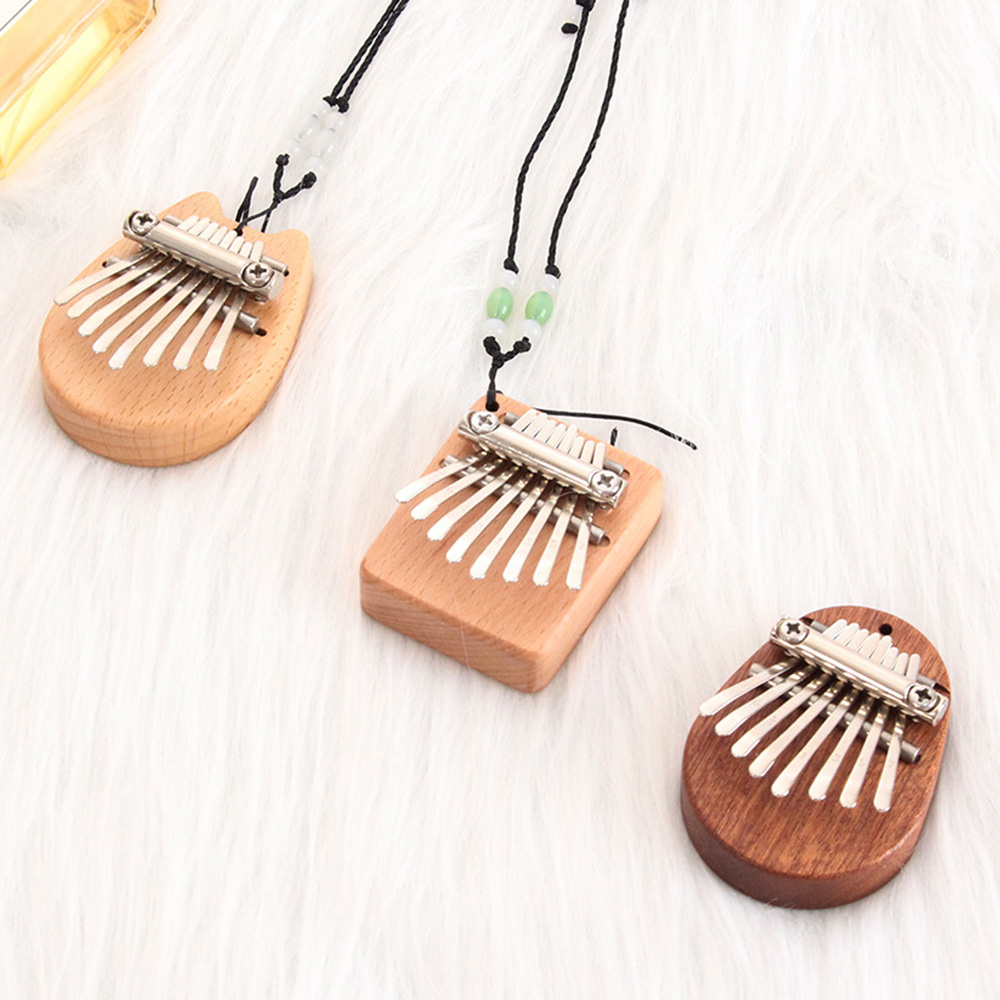 8 Toetsen Mini Kalimba Duim Piano Hout Vinger Toetsenbord Hanger Vinger Duim Piano Marimba Muziekinstrument Jaar Cadeau