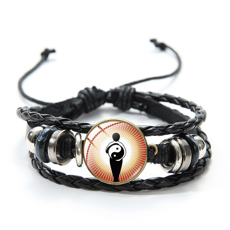 Steampunk Gear Yin Yang plecione skórzane bransoletki dla kobiet mężczyzn Tai Chi drzewo życia artystyczny wzór szklaną kopułą Charm bransoletka: Style 16