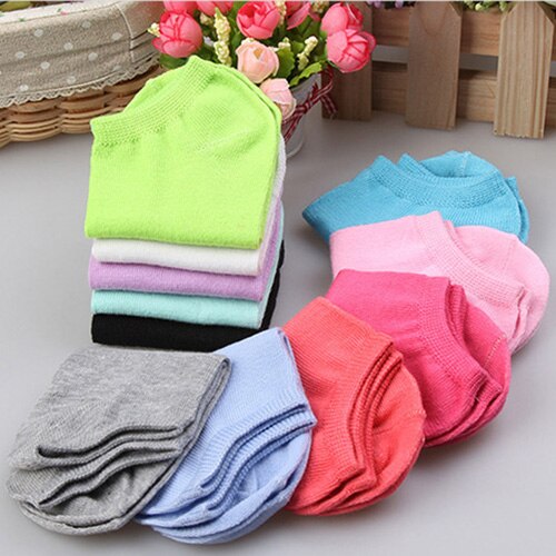 Urgot 10pcs=5pairs/lot Women Cotton Socks Summer Autumn Cute Candy Color Boat Ankle Socks Women's Thin Sock Slippers Girls Meias: N randomly mixing