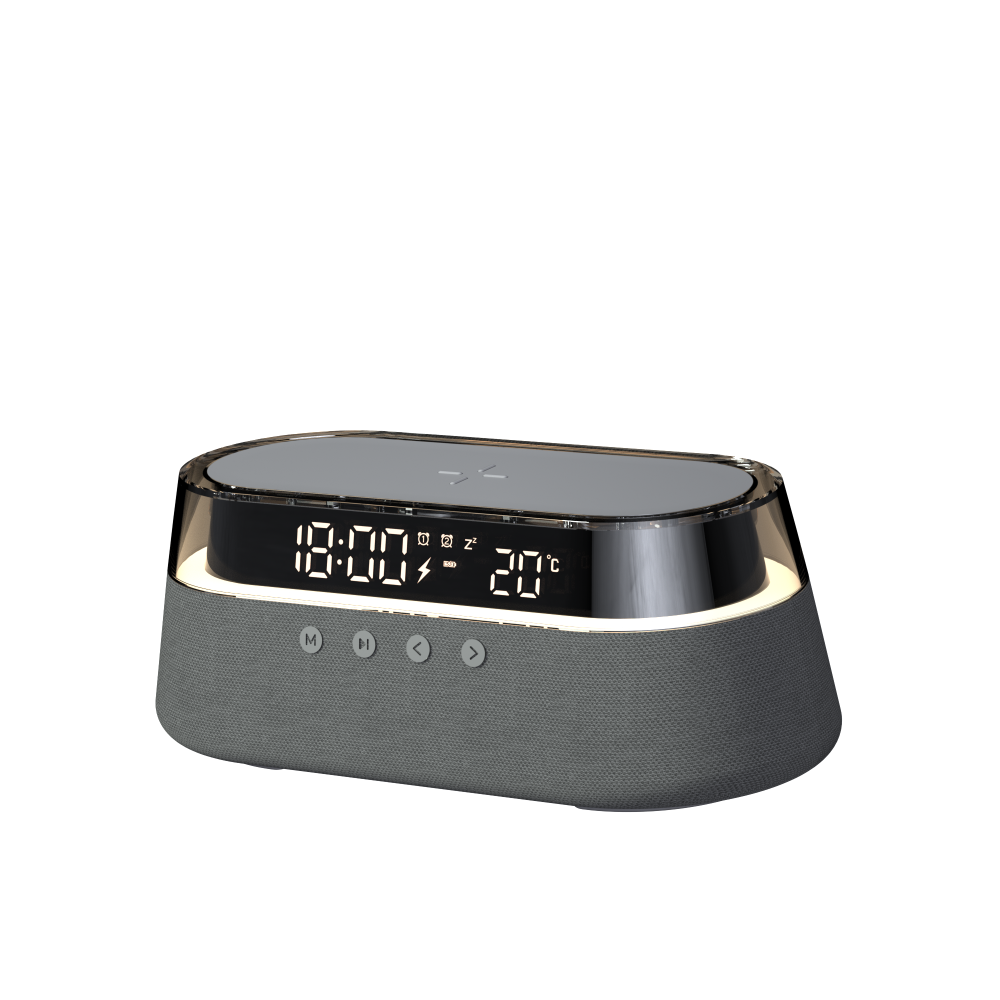 COLSUR S39 Bluetooth Speaker Stereo 1800mAh Battery Supports 15W Wireless Charging Digital Clock Display Night Light Desk Lamp: black