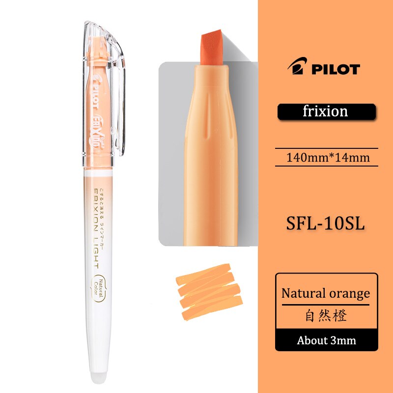 6 farvesæt pilot naturlig sfl -10sl frixion sletbar highlighter pastelfarve fluorescerende markørpen 6 farver: Naturlig orange