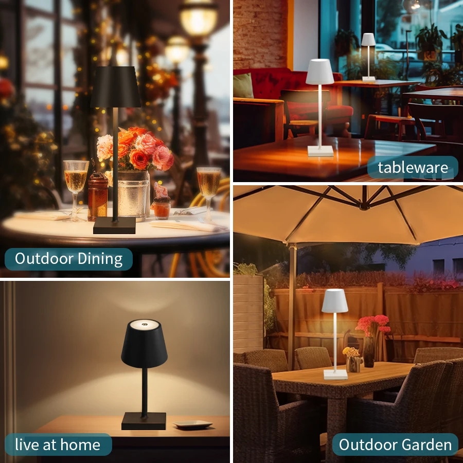 LED-tafellamp Aanraaksensor Oplaadbaar Desktop-nachtlampje Draadloze leeslamp voor Restaurant Hotel Bar Slaapkamer Decor Licht