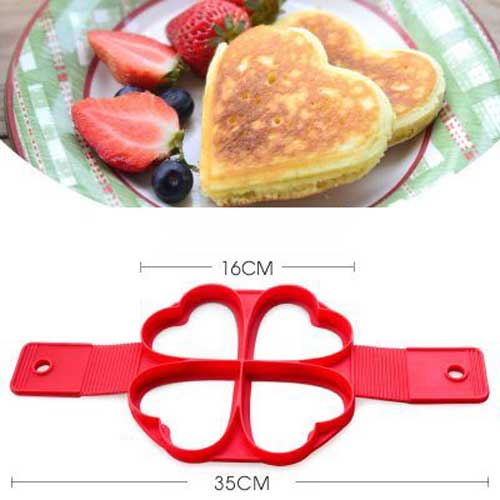 Silicone Pancake Maker Egg Ring Maker Nonstick Easy Fantastic Egg Omelette Mold Kitchen Gadgets Cooking Tools flip cooker: Heart