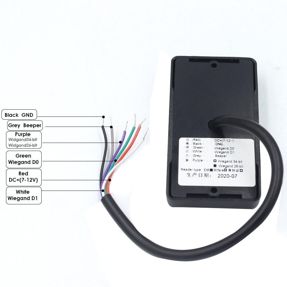 Lector de tarjetas RFID para acceso con tarjeta de identificación, lector de tarjetas RFID resistente al agua de 125khz Wiegand 26 34 indicadores LED de seguridad