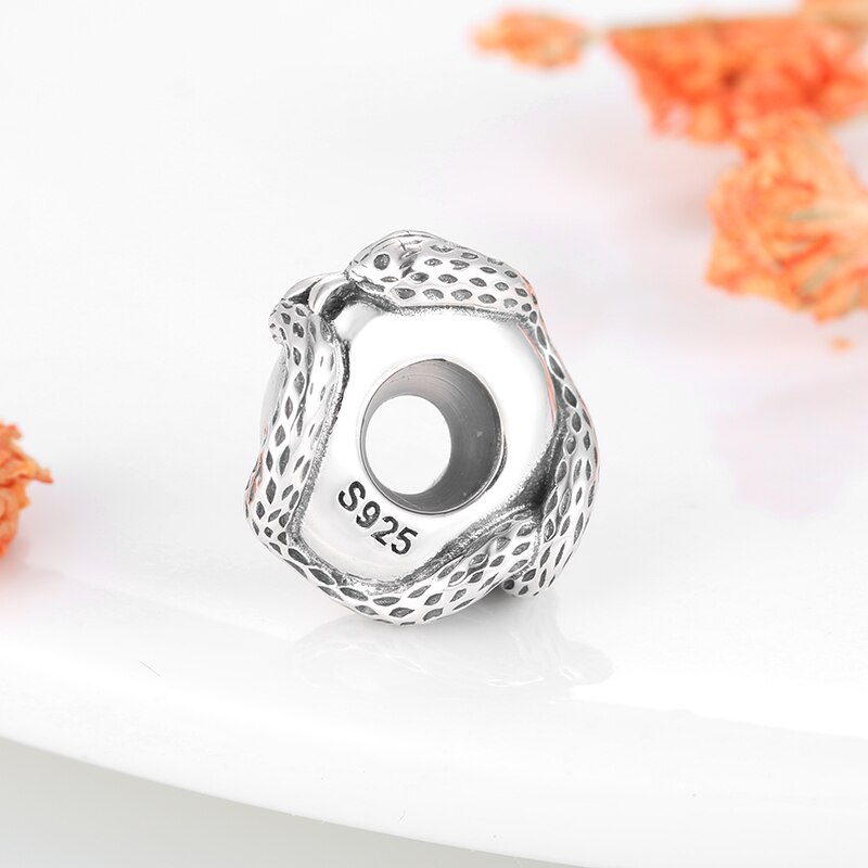 925 Sterling Silver Mysterious charm snake Spacer Stopper beads Fit Original European Charms Bracelet Jewelry making