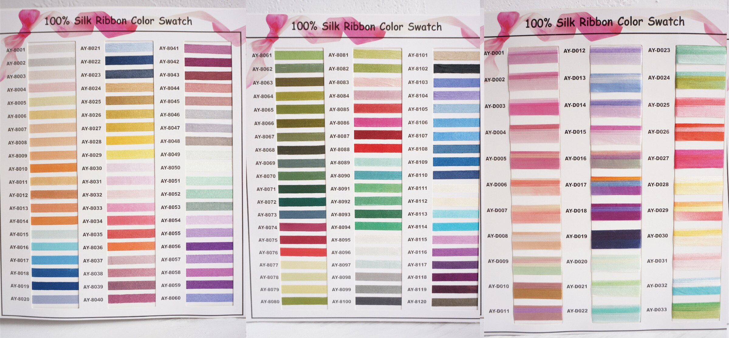 silk ribbon color swatch 120 solid colors and 33 variegated colors 100% embroidery ribbon Handcraft: Default Title