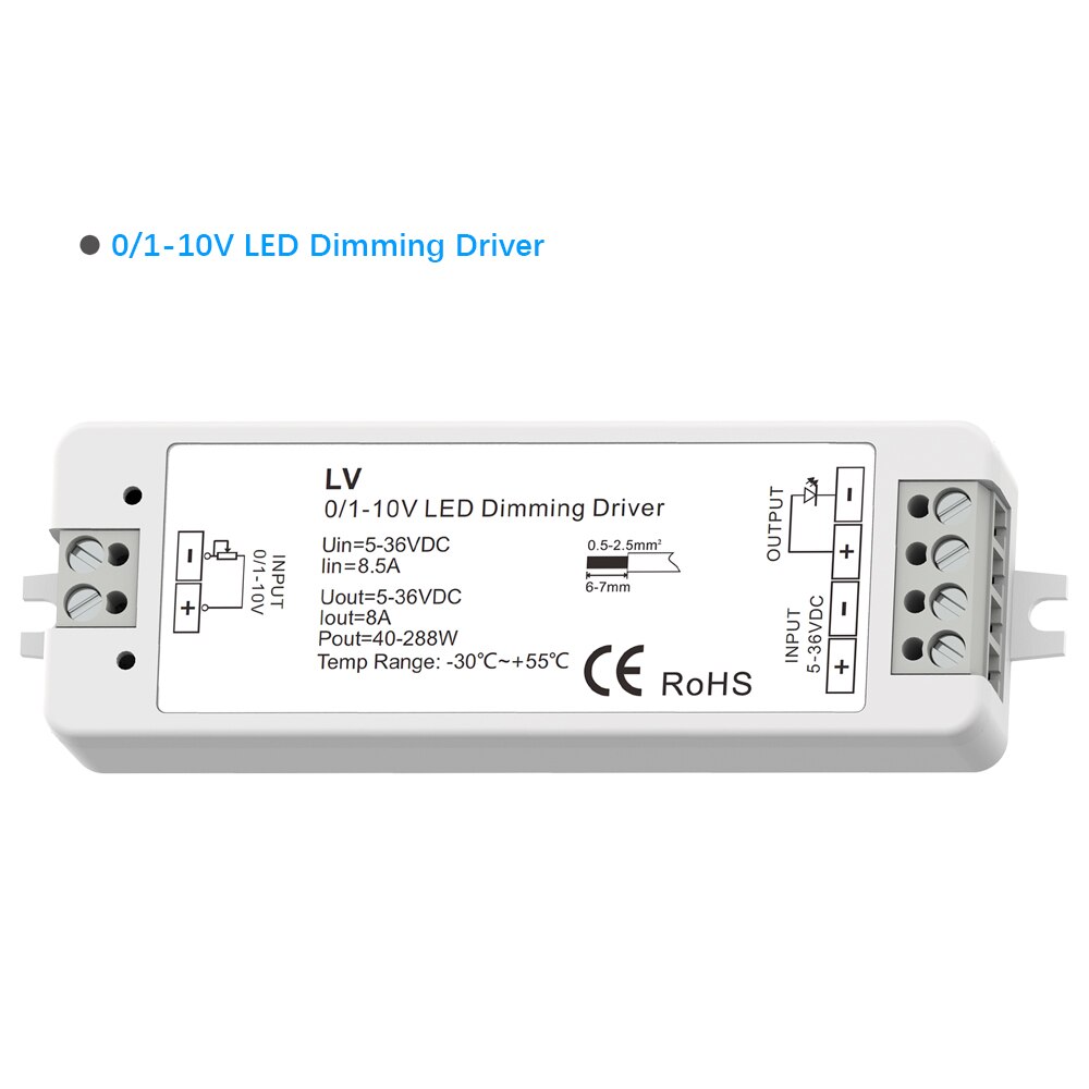 Mini 0/1-10v cv led himmennysohjain 1 kanava  dc 5v 12v 24v 36v pwm conatant jännitelähtö 8a 288w 1 kanava 0-10v himmennin lv: Vain lsd-lv