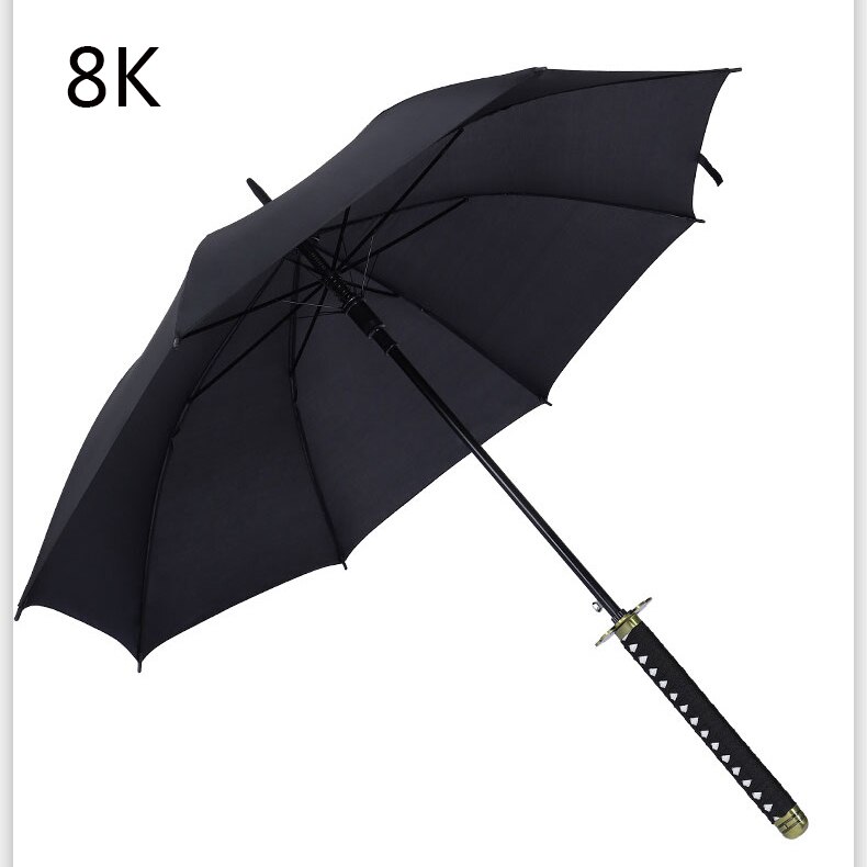 Japansk ninja-lignende paraply samurai sværd mænd store paraplyer regn kvinder vindtæt langt håndtag sombrilla automatico åben: Sort b stil 8k