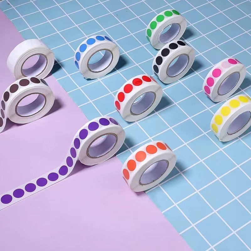 Round Blank Handmade Sticker Roll Dot Stickers Scrapbooking Self-adhesive Color Labels for Marking Classification