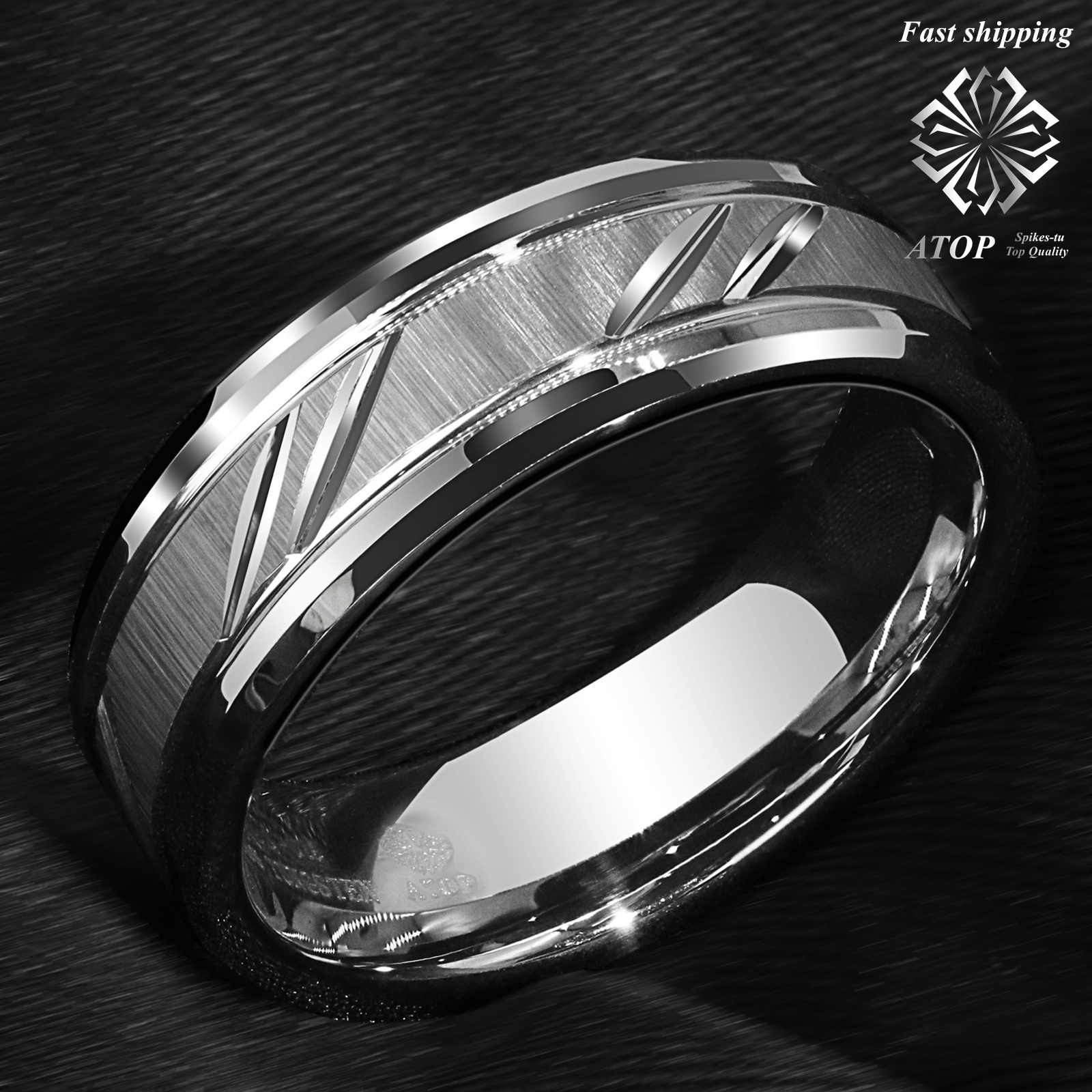 Bague en carbure de tungstène, 8mm, feuille d'argent, Style brossé, bijoux de mariée sommet
