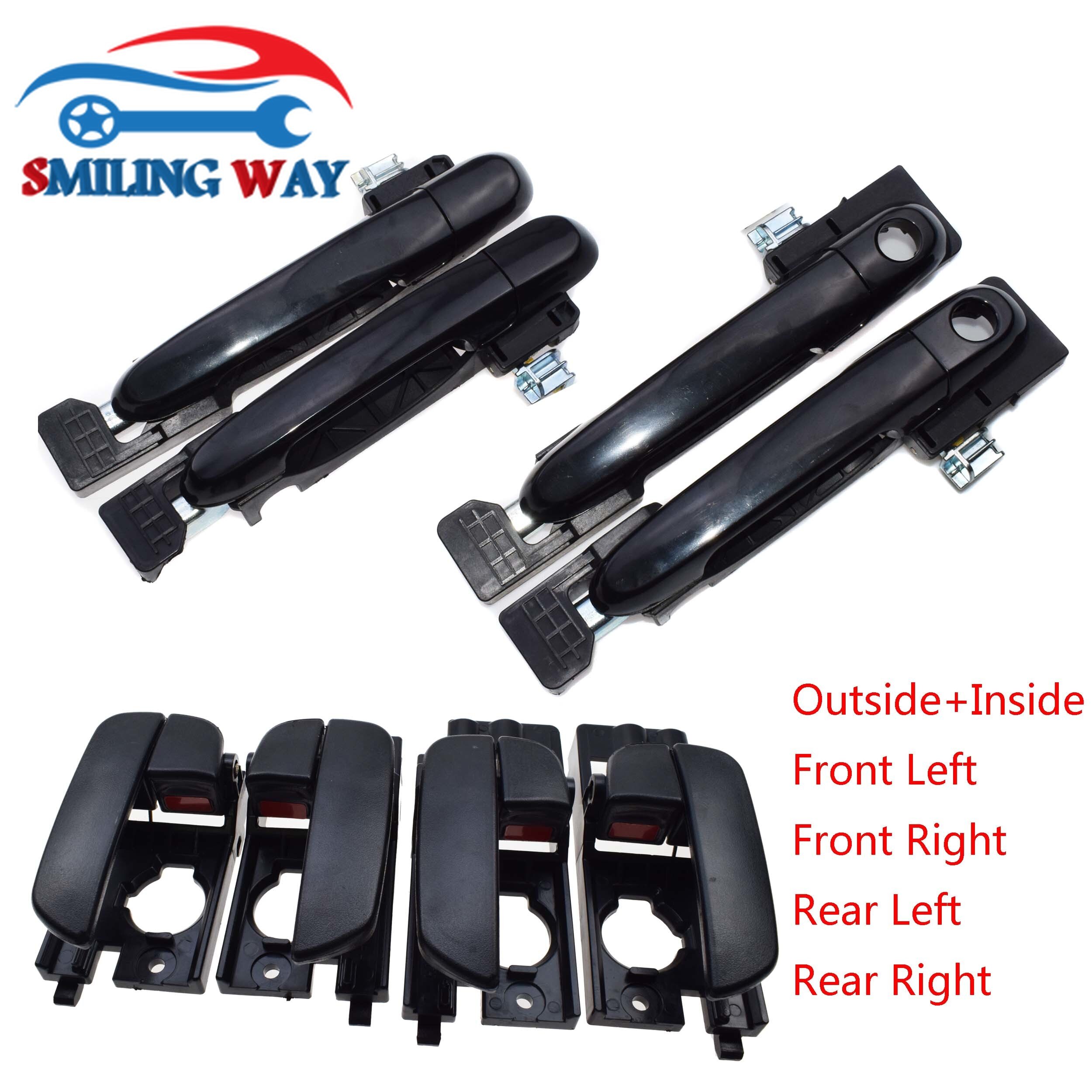 Manija de puerta interior y externa, Kit de manija de puerta interior trasero izquierdo delantero derecho para Hyundai Accent 1.6L 2006 2007