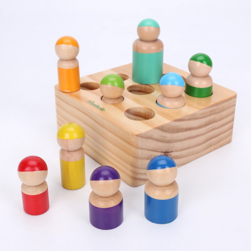 15 teile/satz Kinder Holz Regenbogen Blöcke Regenbogen Holz Kugeln Puppen für Kinder Montessori Pädagogisches Spielzeug: 9