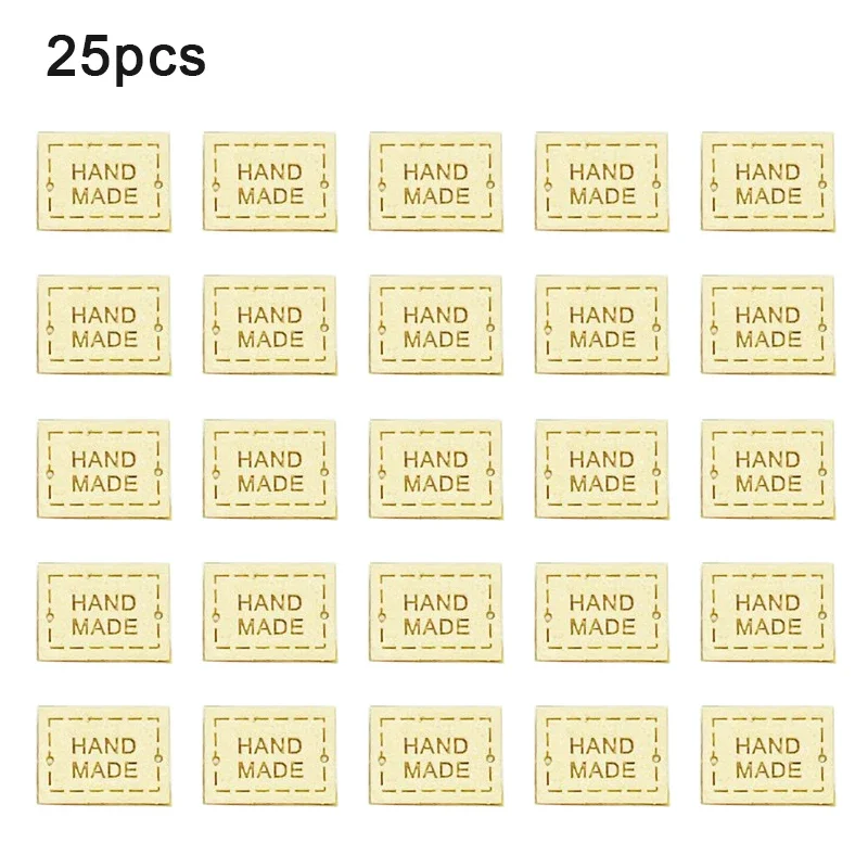 25/50pcs PU Leather Labels Tags Small Handmade Labels DIY Clothes Hats Bags Hand Made Label Sewing Tags Sewing Accessories Tools: Transparent