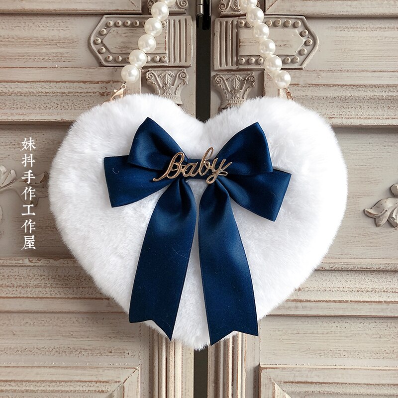 Lolita Original casera blanca para hacer a mano, linternas de amor suaves, bowknot, portátil: Dark Blue