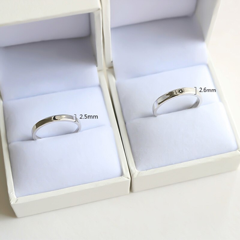 Zinc alloy Lovers Couple Rings Silver Sun moon Wedding Promise Ring For Women Men Engagement Jewelry Party