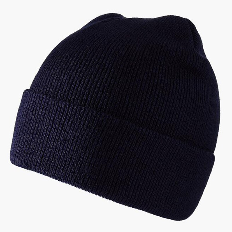 Mode Effen Kleur Gebreide Mutsen Hoed Winter Warm Ski Hoeden Mannen Vrouwen Multicolor Caps Zachte Elastische Cap Sport Bonnet: Navy Blue