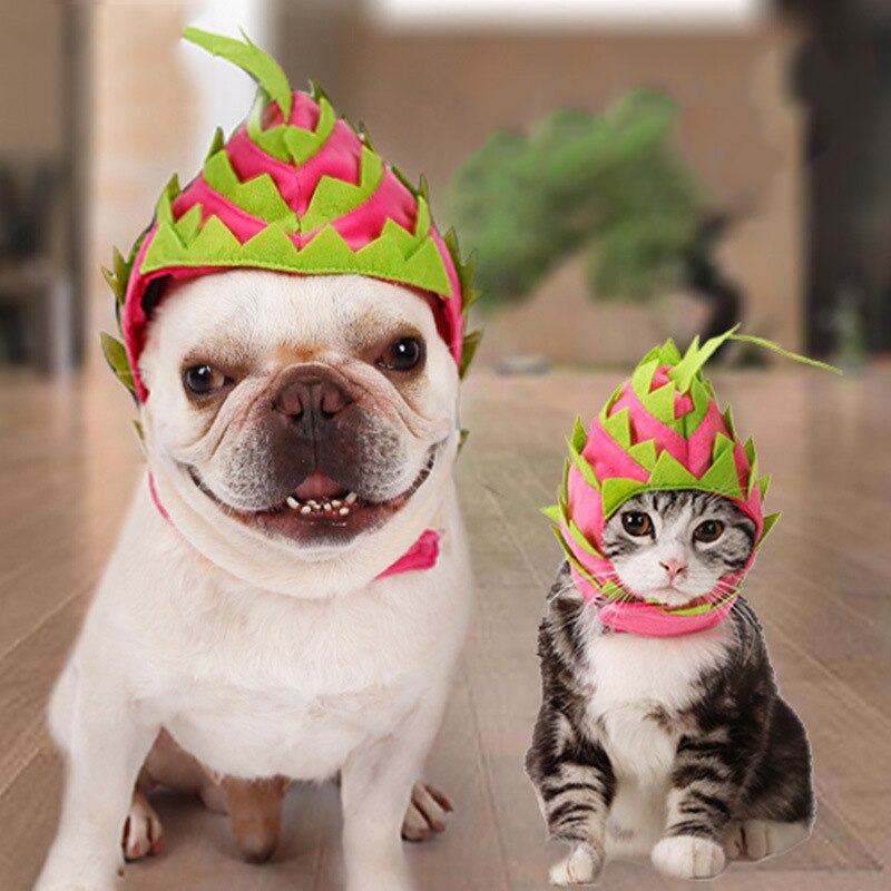 Halloween Pet Dragon Fruit Hat Costume Puppy Dog Cats Party Headwear Accessory Deco For Dogs Cats PR