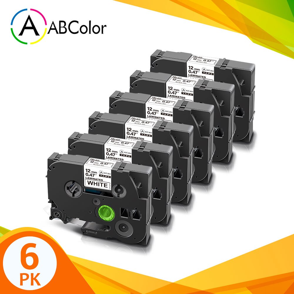 10PK 12mm laminowana taśma etykiet czarny na białym 231 wymiana dla 231 131 431 531 631 731 wstążki drukarki dla drukarka do etykiet: 6PK Black on White