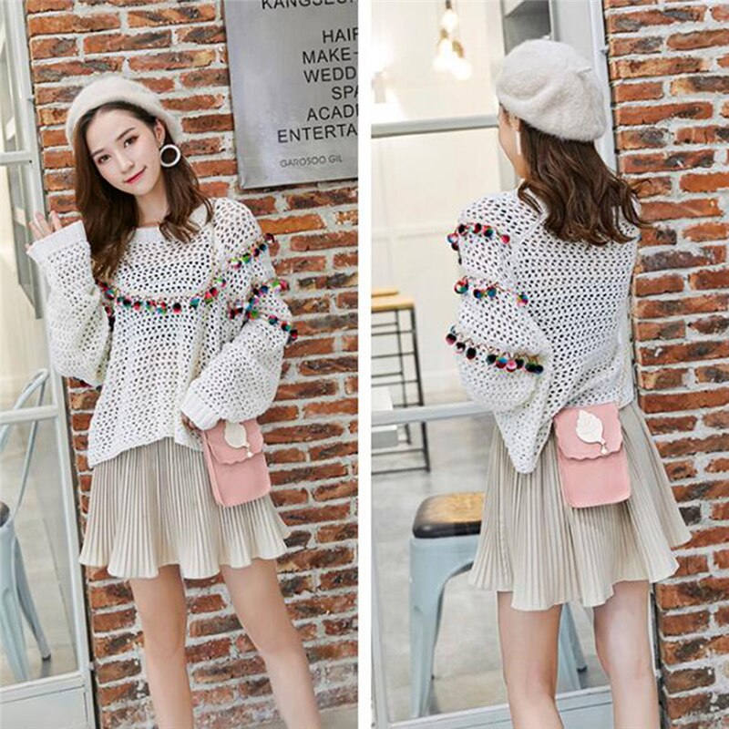 Vrouwen tienermeisjes pu leren schoudertassen parel blad cross body tas voor vrouwen tas