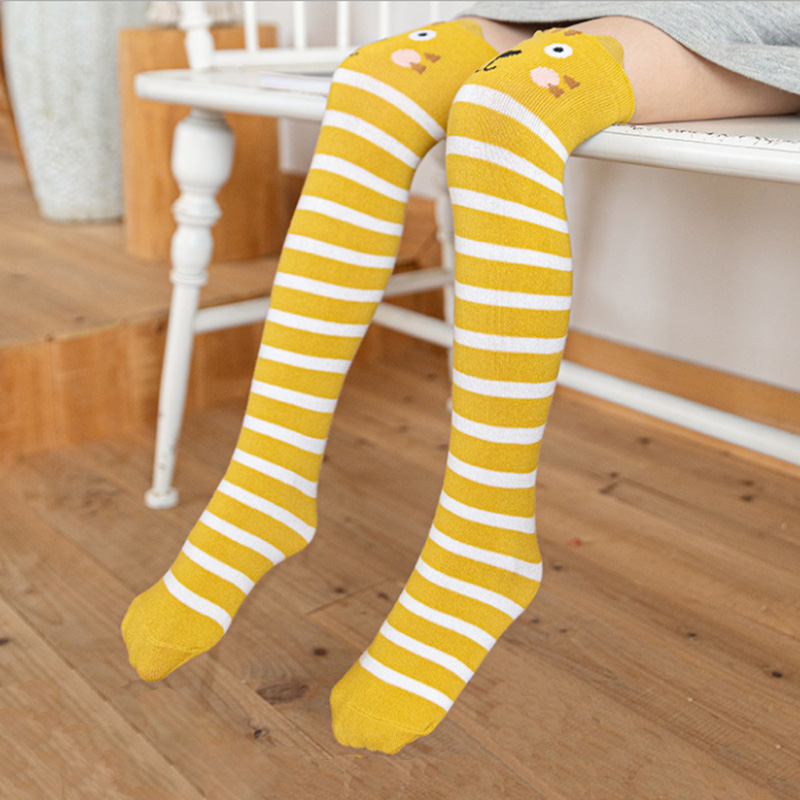 Chaussettes hautes à rayures pour enfants, chaussettes longues en coton pour garçons et filles de 2 à 12 ans