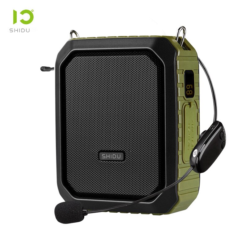 18W Portable Bluetooth Voice Amplifier Wired/UHF Wireless Microphone IPX5 Waterproof Big Power Music USB Teachers Tour Speaker: Green Wired