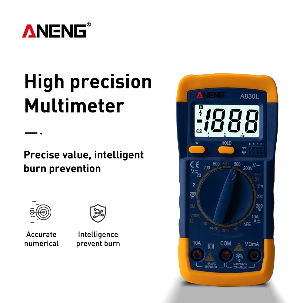 A830L Lcd Digitale Multimeter Elektrische Ampèremeter Voltmeter Tester Meter Handheld Dc Ac Voltage Diode Freguency Multimetro: C
