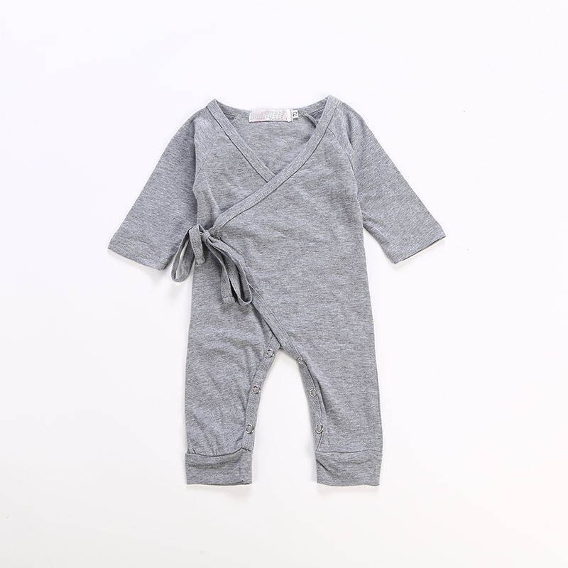 0-24M Newborn Infant Baby Boy Girl Clothes Solid Color Back Wing Little Angel Romper Jumpsuit Playsuit Clothing: Gray / 90cm