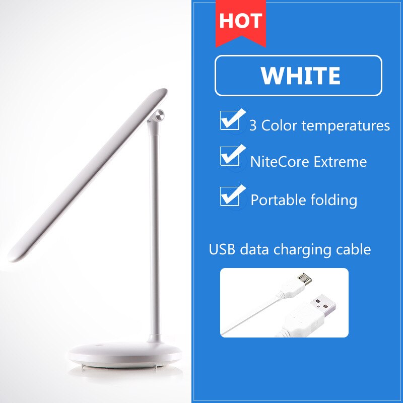 Xiaomi youpin Oogbescherming LED Bureaulamp Draagbare Oplaadbare Tafellamp Touch Kamer Decoratie Leeslamp Aanpassing: WHITE