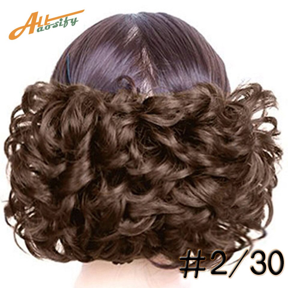 Allaosify Synthetic Chignon Women Curly Hair Extensions Hairpiece Wig Clip In Hair Bun Natural Black Red Brown Hair Accessories: 2M30