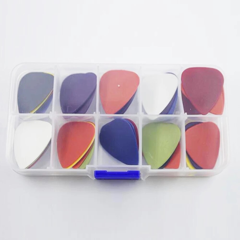 Gitaarplectrums 40 stuks/doos alice akoestische elektrische basgitaar plectrum mediator gitaar muziekinstrument dikte mix 0.58-1.5 gp28