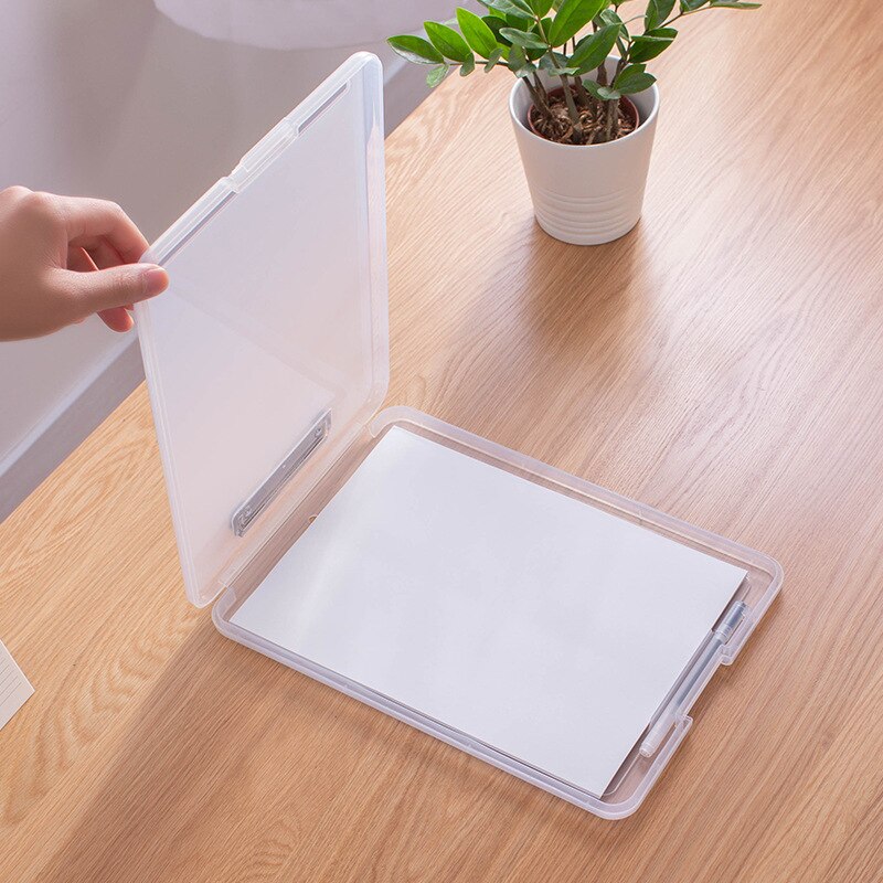 A4 Multifunctional Wordpad File Folder Writing Board Clip with Pen Slot Desktop Organizer Storage Box Stationery