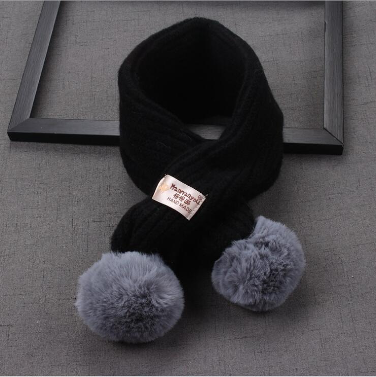 Koreaanse versie van baby warming wol sjaal herfst en winter soort sjaal voor jongens en meisjes met koude preventie en hals beschermin: Black