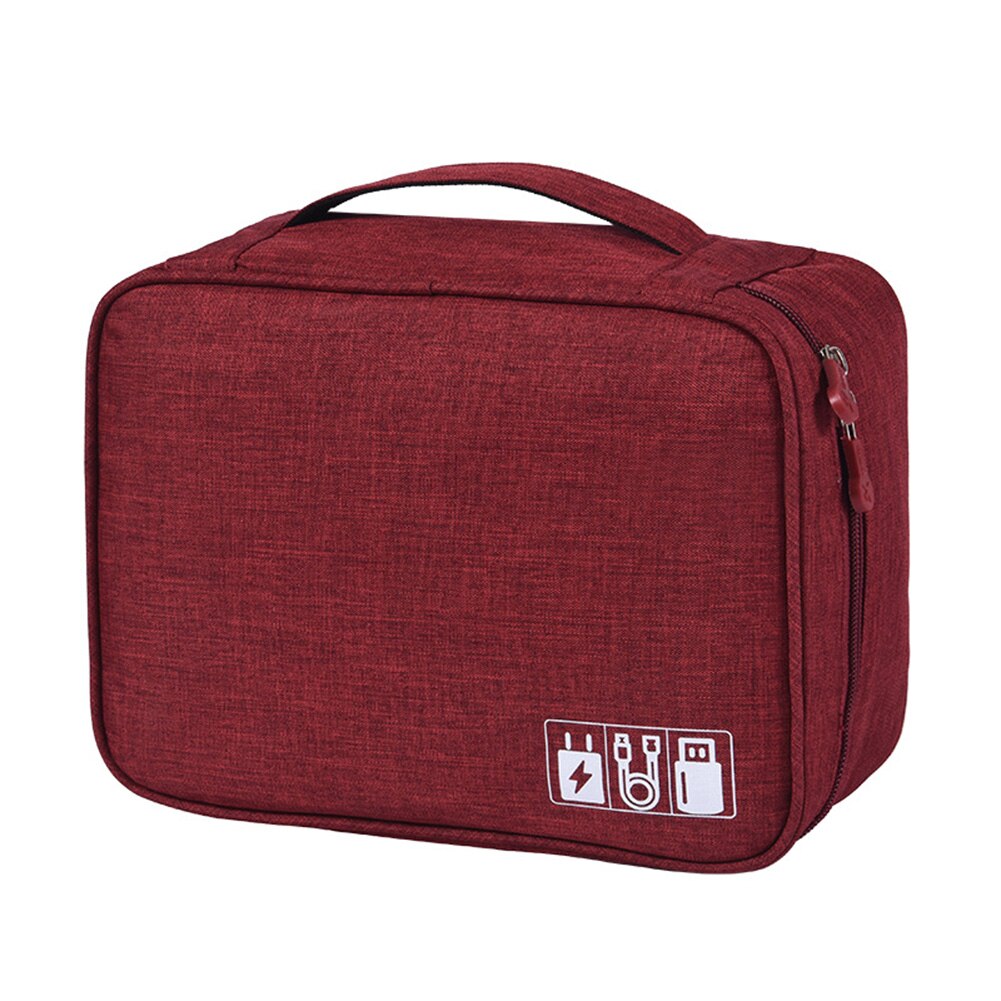 Portable Travel Digital Electronic Accessories Case Cable Charger Storage Bag Travel Bags: Wine Red