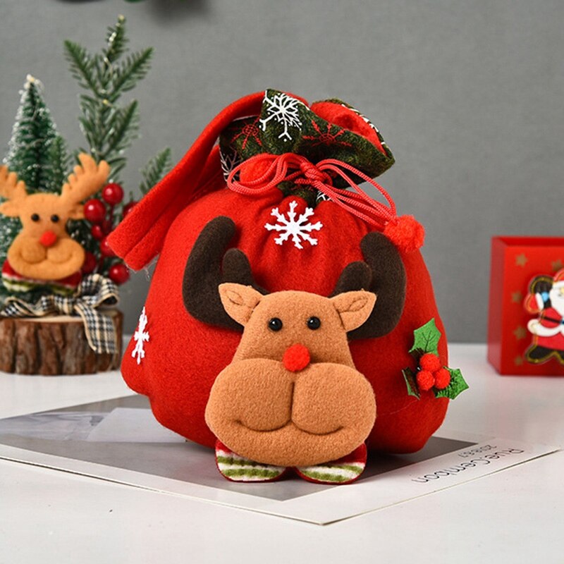 Julegodsposer med håndtag børn håndlavede snemænd xmas slikposer xmas årspynt børn holdere: B santa gavepose