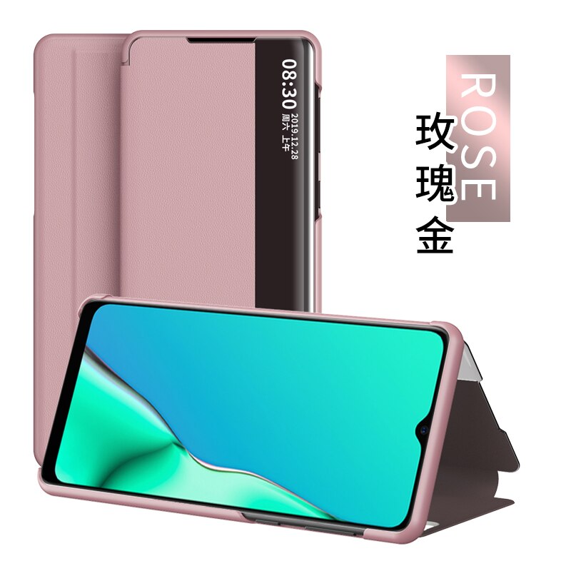 View Smart Flip Case For Oppo A5 OppoA5 A 5 A52020 fundas Luxury original Magnetic Holder Leather Etui on 360 Phone Cover: Pink