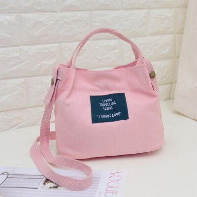 Soft Canvas Tas Grote Capaciteit Vrouwen Boodschappentas Dames Dagelijks Gebruik Handtassen Mini Toevallige Strandtas Tote: Roze